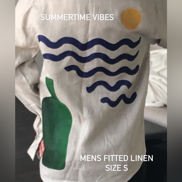 Linen handpainted button-up - Picture 2 of 5